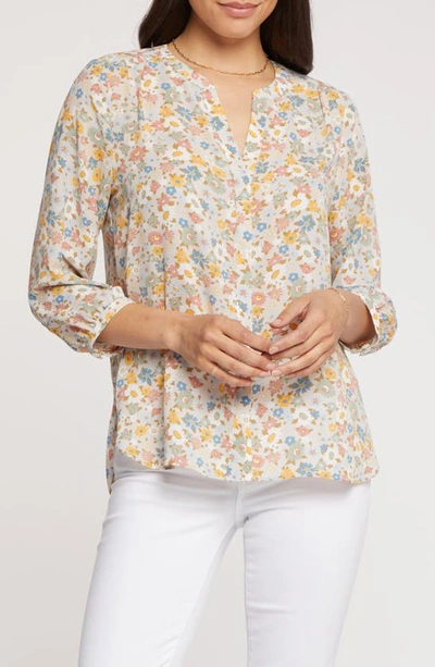 Shop Nydj High/low Crepe Blouse In Angelonia