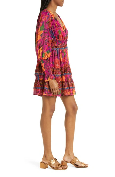 Shop Farm Rio Tropical Tapestry Long Sleeve Minidress In Tropical Tapestry Pi