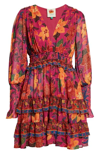 Shop Farm Rio Tropical Tapestry Long Sleeve Minidress In Tropical Tapestry Pi