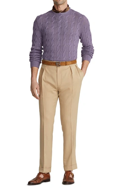 Shop Ralph Lauren Purple Label Cable Knit Cashmere Sweater In Wisteria