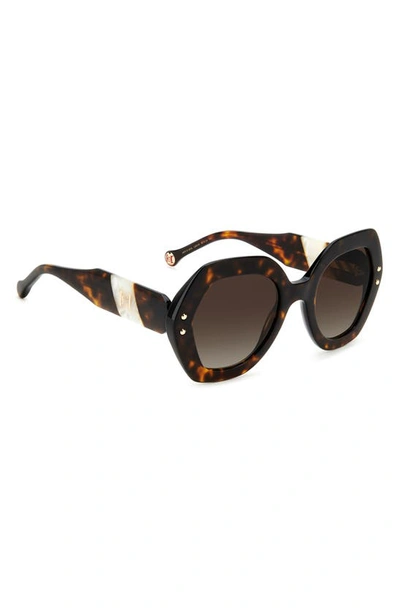 Shop Carolina Herrera 52mm Square Sunglasses In Havana White/ Brown Gradient