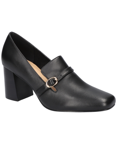 Bella Vita Ashton Block Heel Buckle Strap Pump In Black Leather