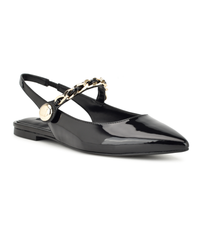 Shop Nine West Women's Brulia Slingback Pointy Toe Dress Flats Women's Shoes In Black Patent