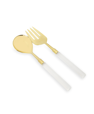 Classic Touch 12" Salad Severs With Acrylic Handles, Set Of 2 In Gold-tone