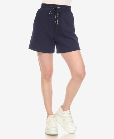 Shop White Mark Women's Super Soft Drawstring Waistband Sweat Shorts In Navy
