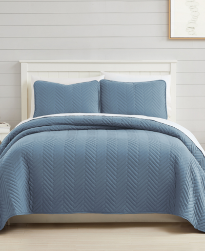 Southshore Fine Linens Solid Color Chevron 2-pc. Quilt Set, Twin In Blue