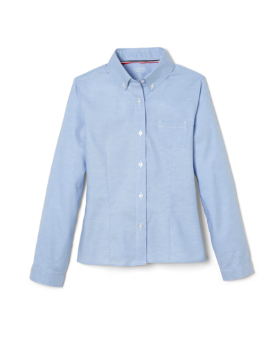 Shop French Toast Little Girls Long Sleeve Oxford Shirt In Blue