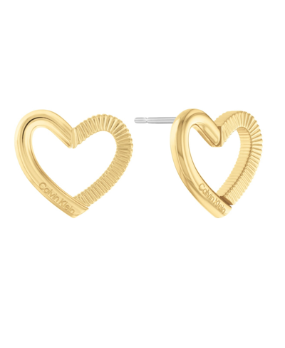 Shop Calvin Klein Women's Stainless Steel Heart Earrings In Gold Tone