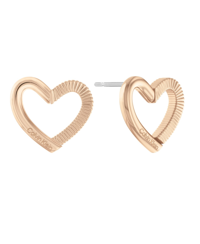 Shop Calvin Klein Women's Stainless Steel Heart Earrings In Carnation Gold Tone