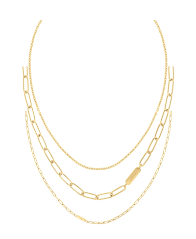 Shop Calvin Klein Unisex Stainless Steel Chain Necklace Gift Set, 3 Piece In Gold Tone