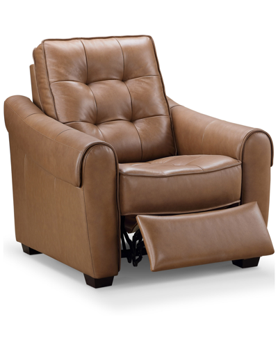 Shop Abbyson Living Berry Leather Power Recliner In Camel