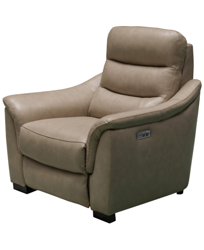 Shop Abbyson Living Shelly Leather Power Recliner In Beige