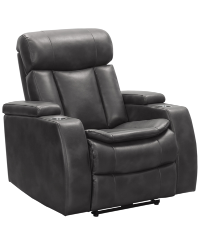 Shop Abbyson Living Zackary Leather Theater Power Recliner With Power Headrest In Gray