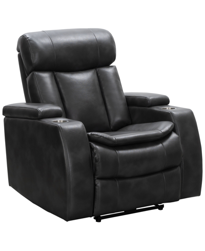 Shop Abbyson Living Zackary Leather Theater Power Recliner With Power Headrest In Black
