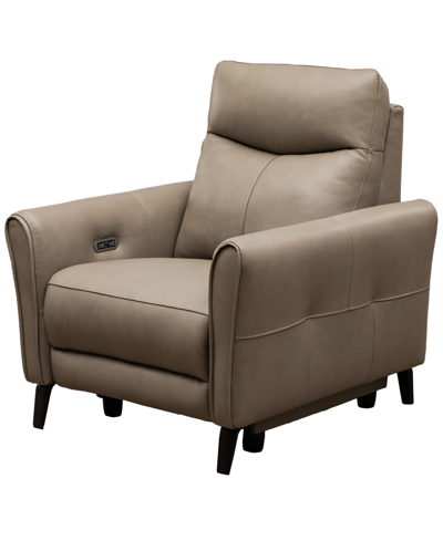 Shop Abbyson Living Orly Leather Power Recliner With Power Headrest In Beige