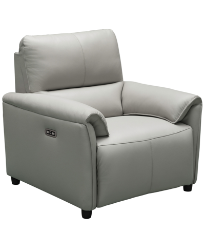 Shop Abbyson Living Tami Leather Power Recliner With Power Headrest In Gray
