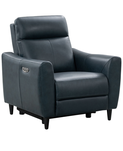 Shop Abbyson Living Tanya Leather Power Recliner With Power Headrest In Blue