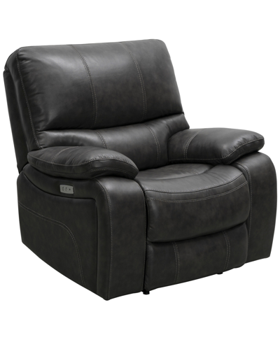 Shop Abbyson Living Brandon Leather Power Recliner In Gray
