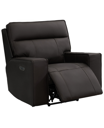 Shop Abbyson Living Kameron Leather Power Recliner With Power Headrest In Brown