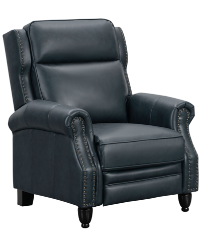 Shop Abbyson Living Polly Leather Pushback Recliner In Blue