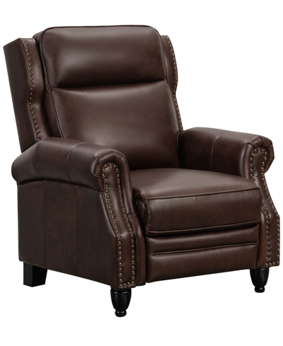 Shop Abbyson Living Polly Leather Pushback Recliner In Brown