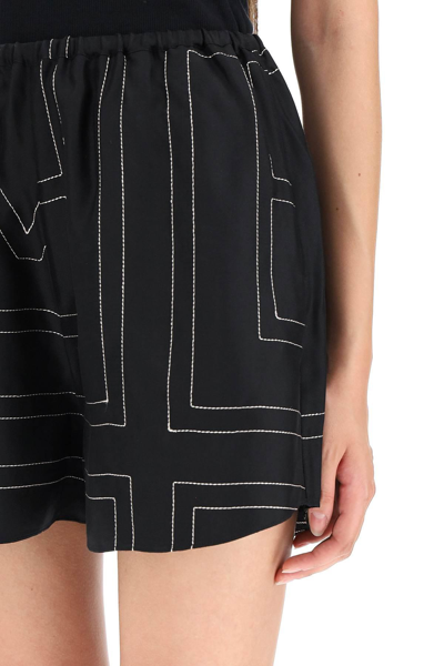 TOTEME MONOGRAM SILK PJ SHORTS, Black - Beamhill