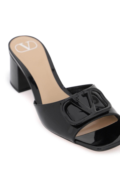 Shop Valentino Vlogo Signature Patent Leather Mules In Black
