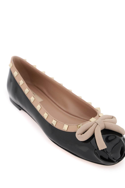 Shop Valentino Patent Leather Ballet Flats In Black