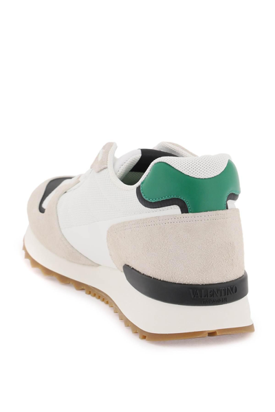 Shop Valentino Vlogo Pace Low-top Sneakers In White,grey,green