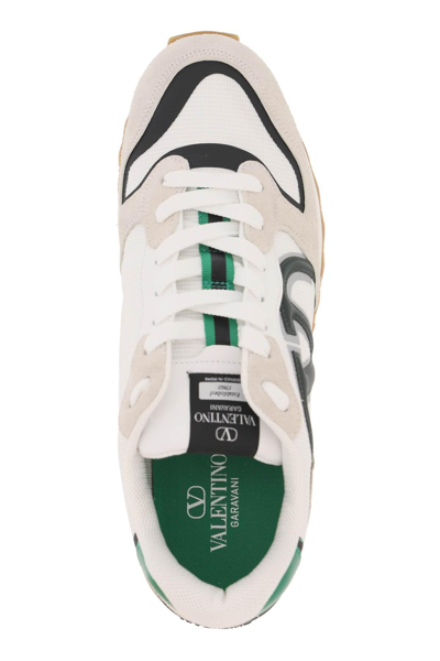 Shop Valentino Vlogo Pace Low-top Sneakers In White,grey,green