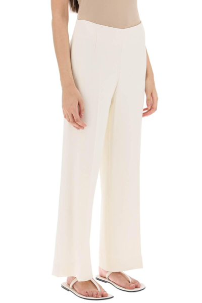 Shop Totême Cropped Pants With Wide Leg In White