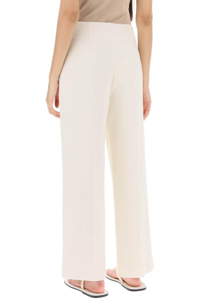Shop Totême Cropped Pants With Wide Leg In White