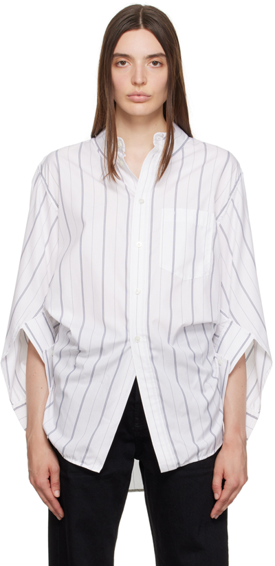 Shop Balenciaga White Swing Twisted Shirt In 9167 White/navy