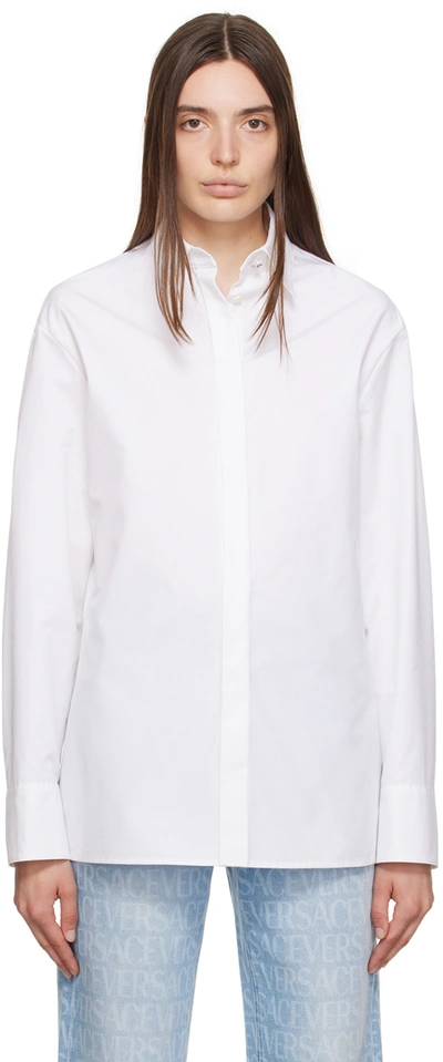 Versace Rounded Formal Shirt In 1w000/optical White