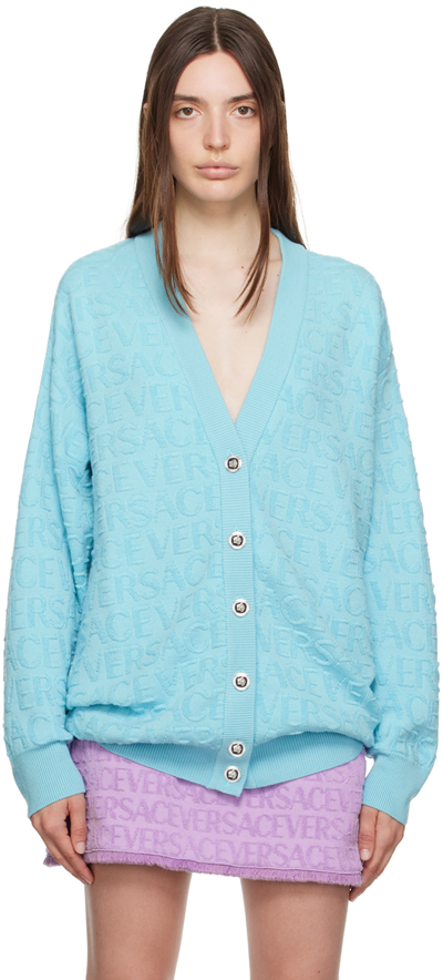 Shop Versace Blue Dua Lipa Edition Cardigan In 1vb60/azur