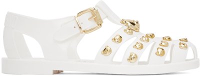 Shop Moschino White Teddy Stud Jelly Sandals In 100 * Bianco
