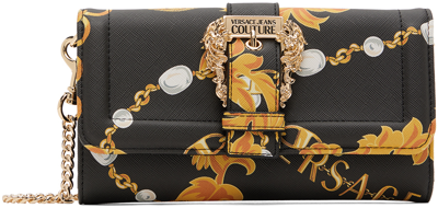 Shop Versace Jeans Couture Black & Gold Chain Couture Couture1 Bag In Eg89 Black + Gold
