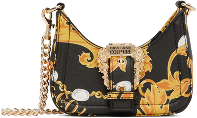 Shop Versace Jeans Couture Black & Gold Chain Couture Bag In Eg89 Black + Gold