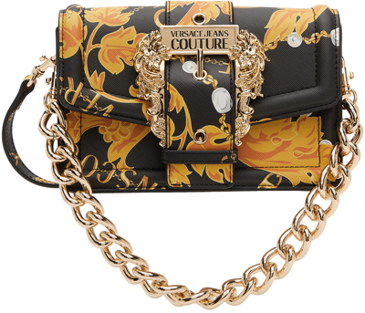 Shop Versace Jeans Couture Black & Gold Chain Couture Bag In Eg89 Black + Gold