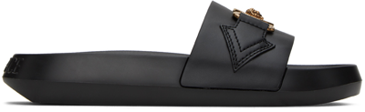 Shop Versace Black Medusa Biggie Slides In 1b00v Black/ Gold