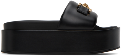 Shop Versace Black Medusa Platform Sandals In 1b00v Black/ Gold