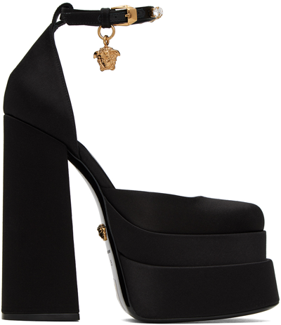 Shop Versace Black Medusa Aevitas Heels In 1b00v Black