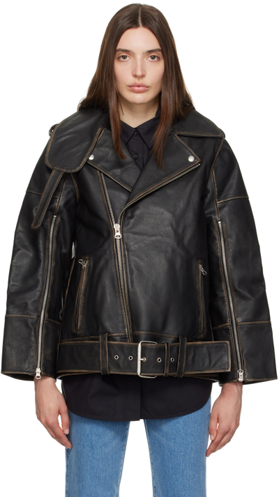 Shop By Malene Birger Black Beatrisse Leather Jacket In 050 Black