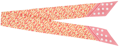 Shop Versace Pink Logo Neck Bow Scarf In 5p150/fuxia/pink
