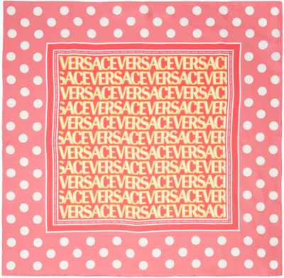 Shop Versace Pink Polka Dot Scarf In 5p150/fuxia/pink