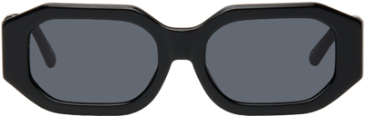 Shop Attico Black Linda Farrow Edition Blake Sunglasses In Black/grey