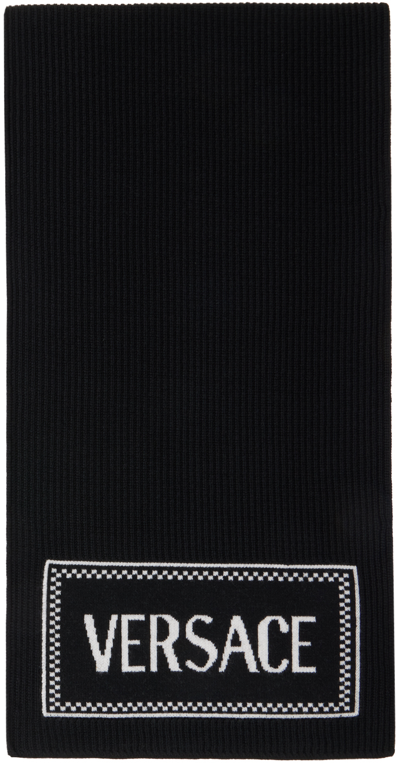 Shop Versace Black Knit Scarf In 2b020 Black