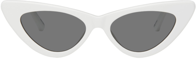 Shop Attico White Linda Farrow Edition Dora Sunglasses In White/grey