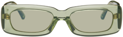 Shop Attico Green Linda Farrow Edition Mini Marfa Sunglasses In Green/green