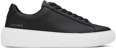 Shop Versace Black Greca Sneakers In D41-black